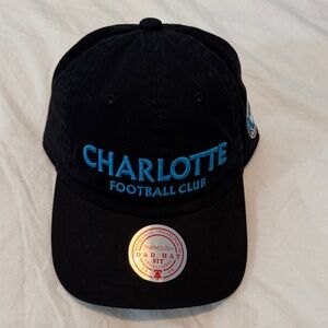 Charlotte FC Football Club Black Dad Hat with Blue Embroidery, NWT